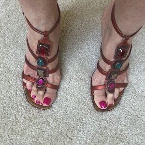 Donald Pliner Sandals, Rust color, Beautiful rhinestone. Great condition.